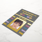 招待されました誕生日パーティー40今日グレー 箔招待状 (回転した状態)