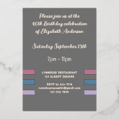 招待されました誕生日パーティー40今日グレー 箔招待状 (裏面)