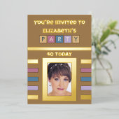 招待されました誕生日パーティー40 today brown 箔招待状 (立ち正面)