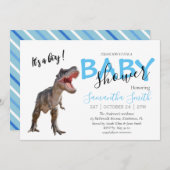 招待されました赤ちゃんシャワーボーイ恐竜 案内状 (正面/裏面)