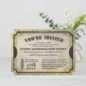 招待されました金ゴールドアンティークチケット一般招待状 招待状 (スタンド正面)