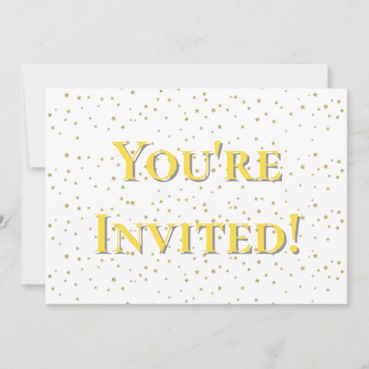 招待されました金ゴールドスパークルスター誕生日 招待状 (正面)