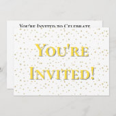 招待されました金ゴールドスパークルスター誕生日 招待状 (正面/裏面)