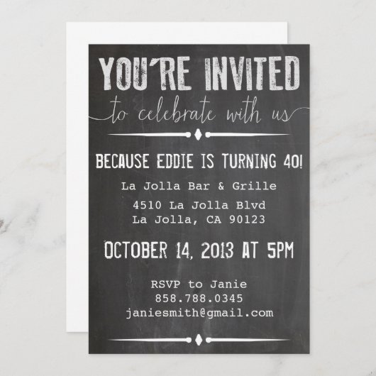 招待されました黒板招待状 招待状 (正面/裏面)