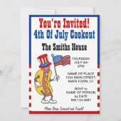 招待されました7月4日クックアウトホットドッグおもしろい 招待状 (正面)