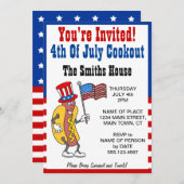 招待されました7月4日クックアウトホットドッグおもしろい 招待状 (正面/裏面)