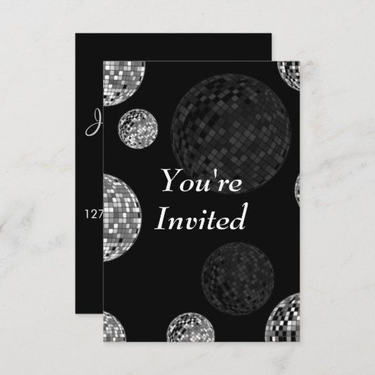 招待されました-ディスコの球 招待状 (正面/裏面)