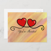 招待されました-ハート インビテーションポストカード (正面/裏面)