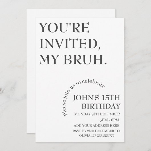 招待されました、マイおもしろい誕生日パーソナライズされた 招待状 (正面/裏面)