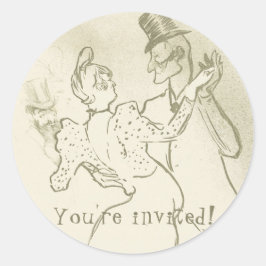 招待されました |ロートレック – 踊りカップル ラウンドシール