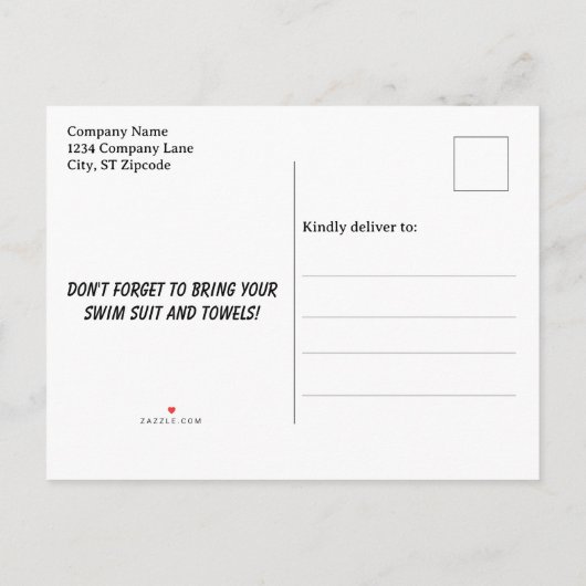 招待されました、会社ピクニック夏QRコード インビテーションポストカード (裏面)