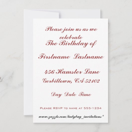 招待されました 招待状 (裏面)