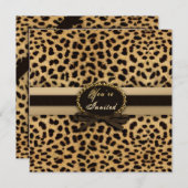 招待されました-招待状- Leopard Print (フェイク) 招待状 (正面/裏面)