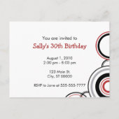招待されました – 黒と赤の円 インビテーションポストカード (裏面)