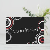 招待されました-黒と赤の円 招待状 (スタンド正面)
