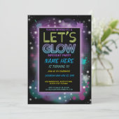 招待のネオンペンキの子供の誕生日のパーティーは光ろう 招待状 (スタンド正面)