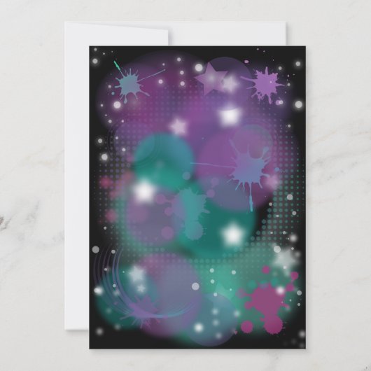 招待のネオンペンキの子供の誕生日のパーティーは光ろう 招待状 (裏面)