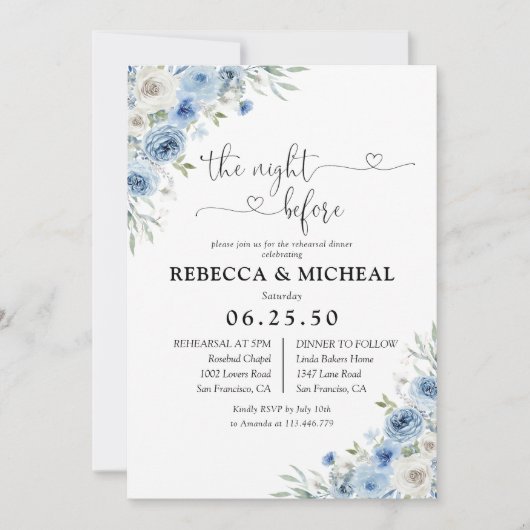 招待の前の夜ほこりっぽい青い象牙 招待状 (正面)