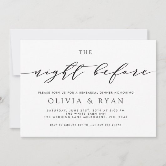 招待の前夜を暗くする 招待状 (正面)