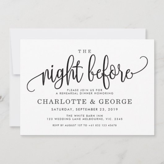 招待の前夜を暗くする 招待状 (正面)