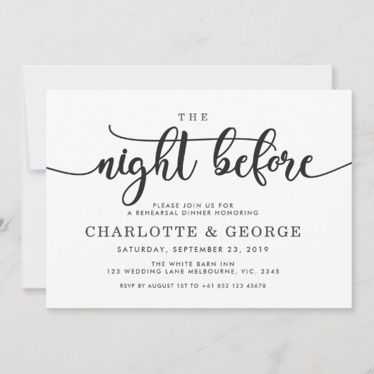 招待の前夜を暗くする 招待状 (正面)