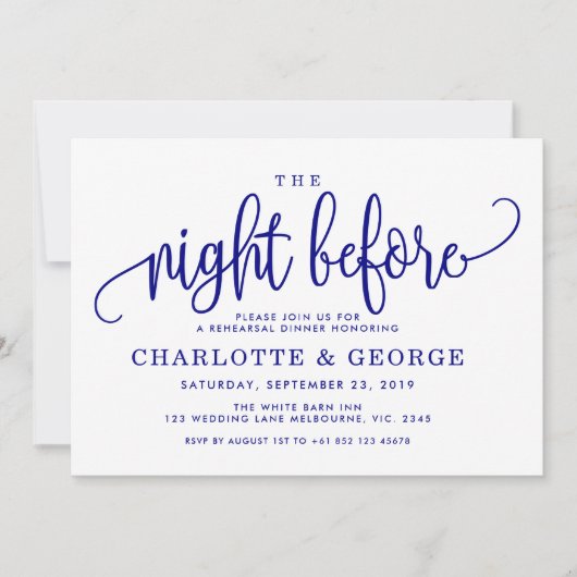 招待の前夜、ネイビーブルー 招待状 (正面)