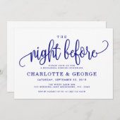 招待の前夜、ネイビーブルー 招待状 (正面/裏面)