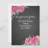 招待の花の黒板のシャクヤクのピンクの結婚 招待状 (裏面)