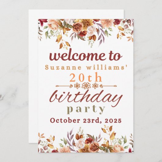 招待の誕生日パーティーカードへようこそ 招待状 (正面/裏面)