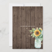 招待の©を結婚する素朴なヒマワリのひもライト 招待状 (裏面)