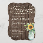 招待の©を結婚する素朴なヒマワリのひもライト 招待状 (正面/裏面)