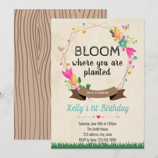 招待を受ける開花 招待状 (正面/裏面)