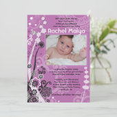 招待を示しているはっきりしたで及び美しい花の写真のベビー 招待状 (スタンド正面)