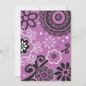 招待を示しているはっきりしたで及び美しい花の写真のベビー 招待状 (裏面)