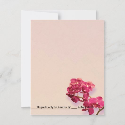 招待を結婚しているエレガントでロマンチックで赤い蘭 招待状 (裏面)