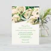 招待を結婚しているロマンチックな白いバラ 招待状 (スタンド正面)