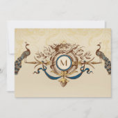 招待を結婚するエレガントな孔雀のモノグラムのヴィンテージ 招待状 (正面)