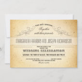 招待を結婚するスタイリッシュなタイポグラフィのデザインのヴィンテージ 招待状 (正面)