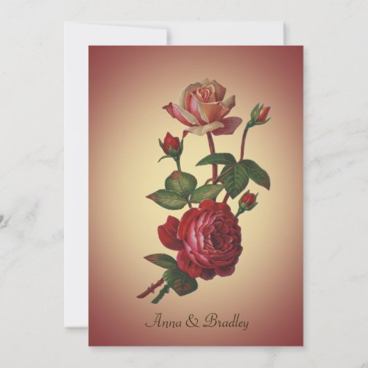 招待を結婚するラズベリーのビクトリア時代の人のばら色のヴィンテージ 招待状 (裏面)