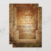 招待を結婚するロマンチックな紅葉およびコラム 招待状 (正面/裏面)