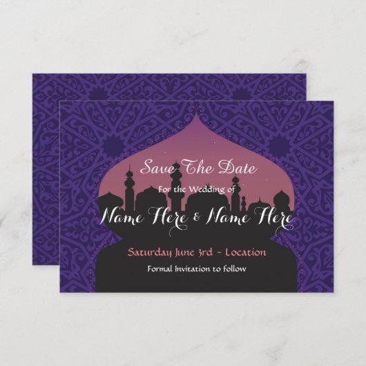 招待を結婚する日付のアラビアンナイトを救って下さい セーブザデート (正面/裏面)