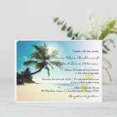 招待を結婚する日光のビーチのヤシの木のPlumerias 招待状 (スタンド正面)