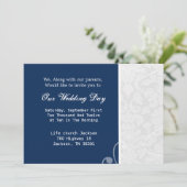 招待を結婚する濃紺及び白のヴィンテージ 招待状 (スタンド正面)