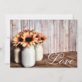 招待を結婚する素朴な国のメーソンジャーのヒマワリ 招待状 (裏面)