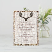 招待を結婚する素朴な国の迷彩柄の狩りの(雄ジカの)枝角 招待状 (スタンド正面)