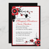 招待を結婚する赤く及び黒い桜の桜 招待状 (正面/裏面)