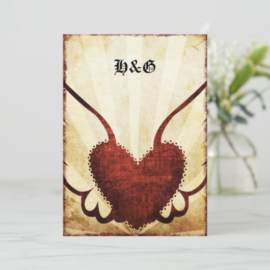 招待を結婚する都市入れ墨によって飛ぶハート 招待状 (スタンド正面)