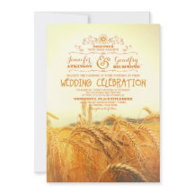 招待を結婚する黄色い小麦畑の素朴なヴィンテージ