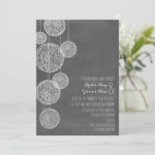 招待を結婚する黒板によってインスパイア麻ひもの地球 招待状 (スタンド正面)