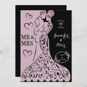 招待エレガントパーソナライズされた踊りカップル 招待状 (正面/裏面)